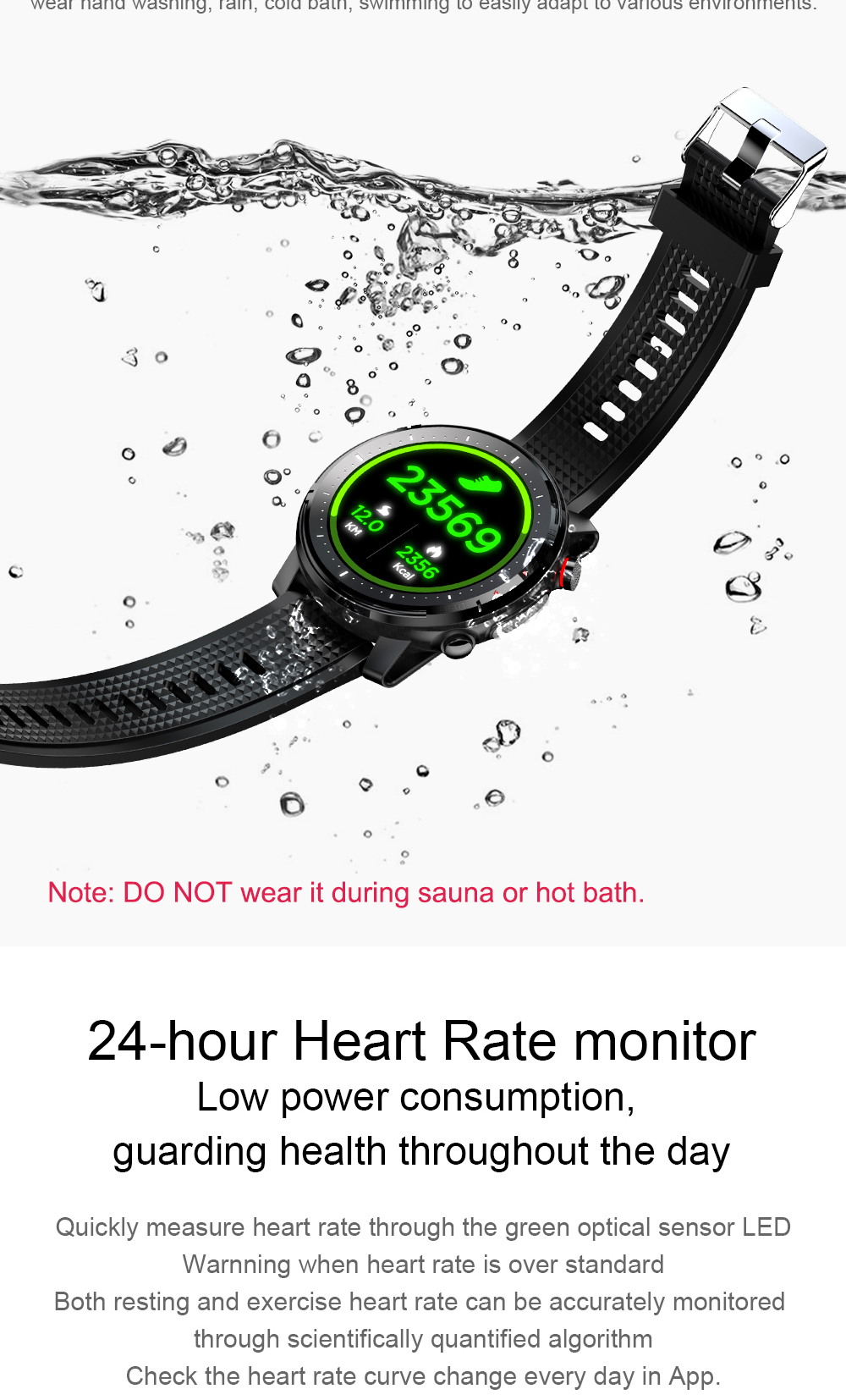 Temperature Smart Band L15 Watch Heart Rate Blood Pressure Monitor Cicret Bracelet Phone