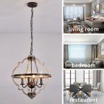 Rustic Farmhouse Metal Chandelier Lighting Distressed Wood Ceiling Light Foyer