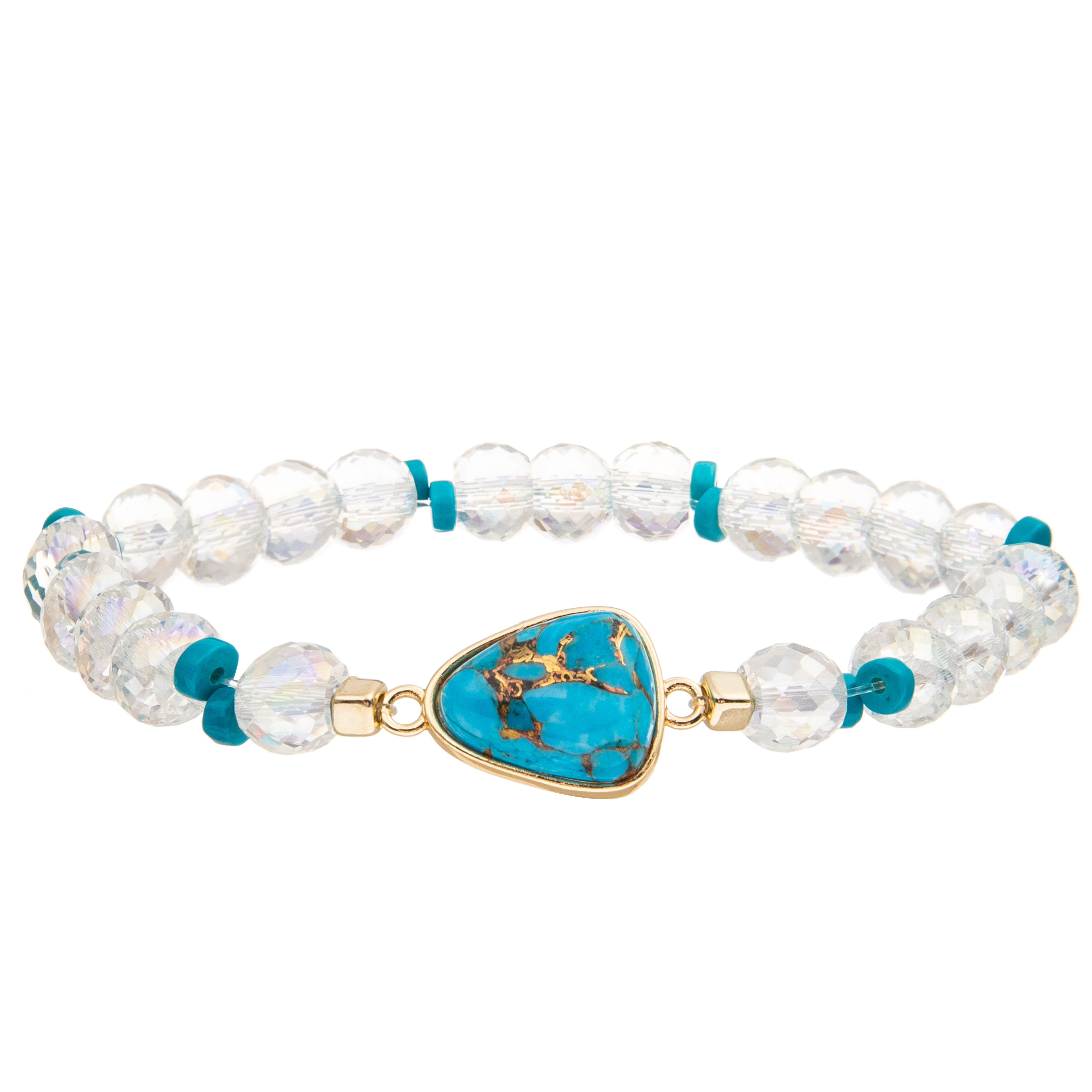 Handmade Crystal Faceted Beads Charm Bracelets With Drop Shaped Turquoise