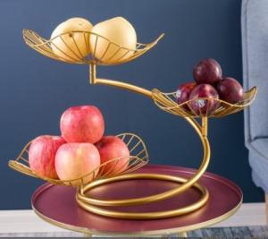 China Powder Coated Anti Corrosion 0.8KG Steel Fruit Basket Three Storey wholesale