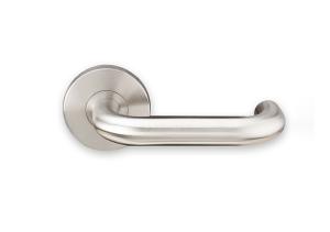 China Satin Stainless Steel Door Handle With 53 * 6.5mm Rose Design Fire Tested wholesale