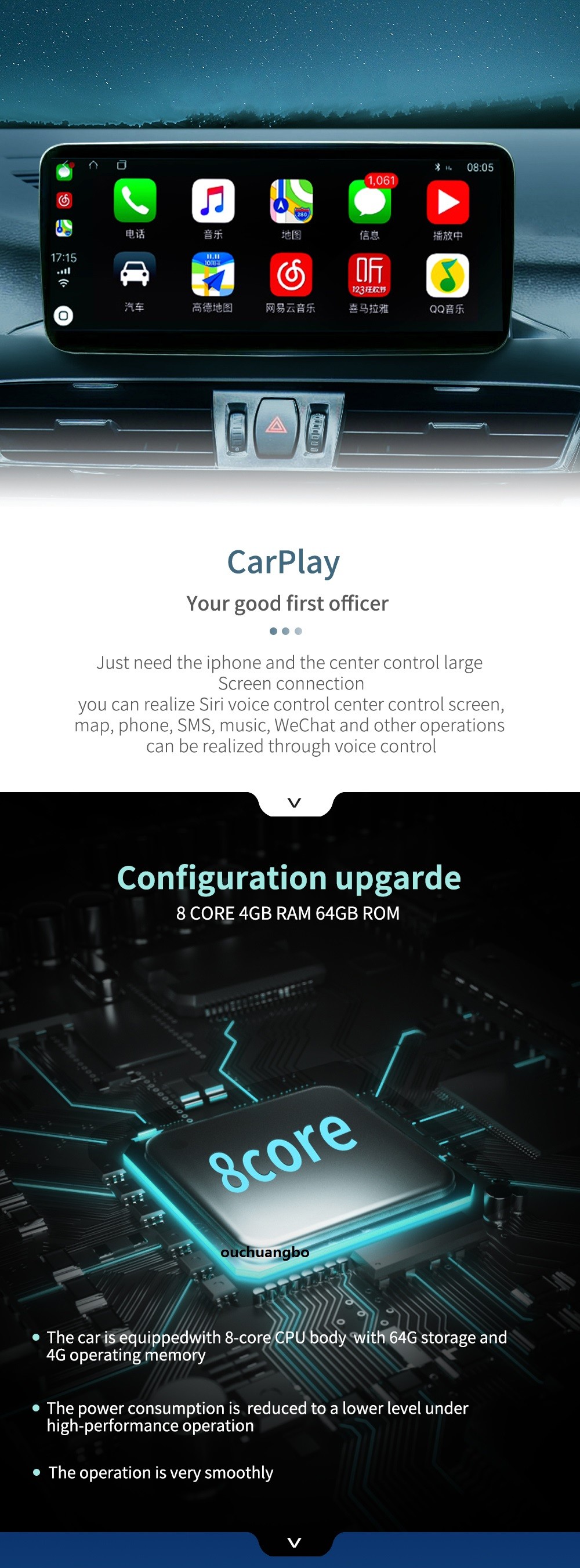 Ouchuangbo original car style 8 inch car audio gps for Mercedes Benz W204 C200 C220 C300 2007-2011 android 9.0 OS 4+64