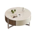 Ceramic Top Round Coffee Table Wood Table Home Use