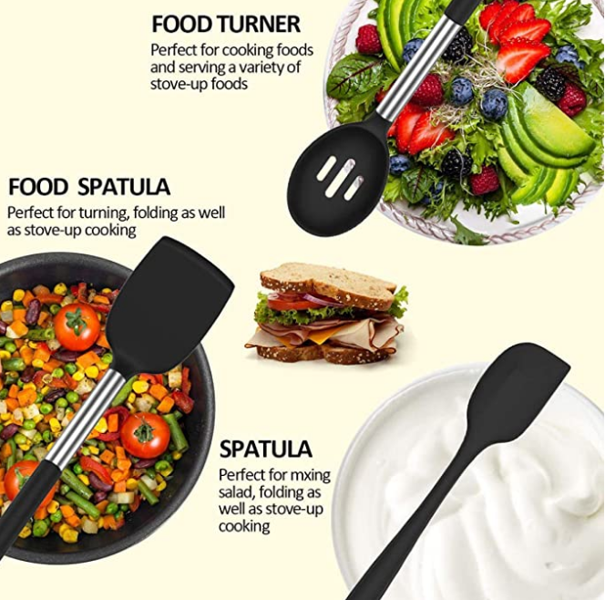 Meltproof Stainless Steel And Silicone Cooking Utensils Heat Resistant
