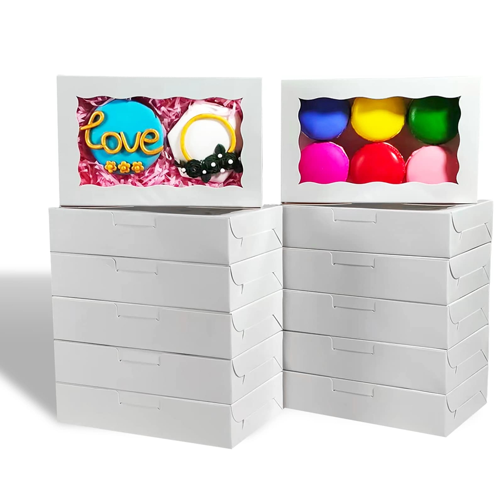 Foldable Kraft Paper Packaging Box With Window For Cake Dessert and Glossy Lamination