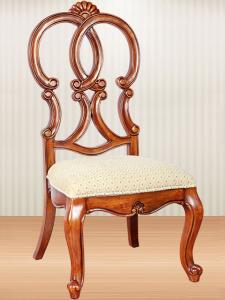 China OEM Luxury Hand Carved Antique Wooden Chair With Leather Seat on sale