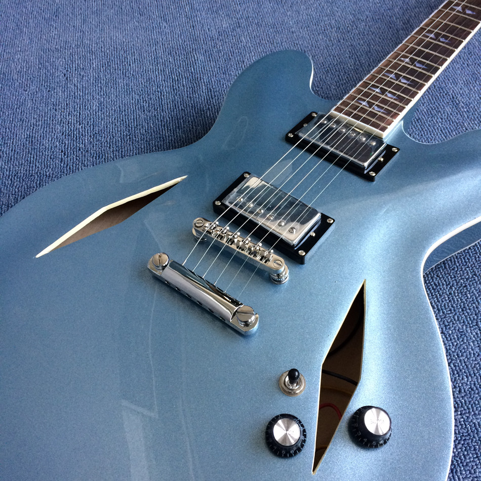 Hollow body jazz electric guitar, Blue Jazz Guitar,Rosewood Fingerboard