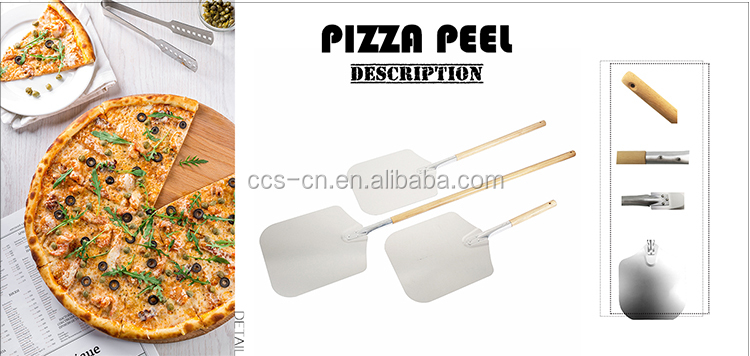 66cm Aluminum Pizza Shovel 12 Inch Aluminum Pizza Peel Black Hard Perforated