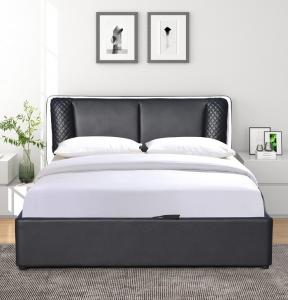 China Full Size Black PU Leather Lift Up Storage Bed Leather Bed Manufacturers Wholesale wholesale