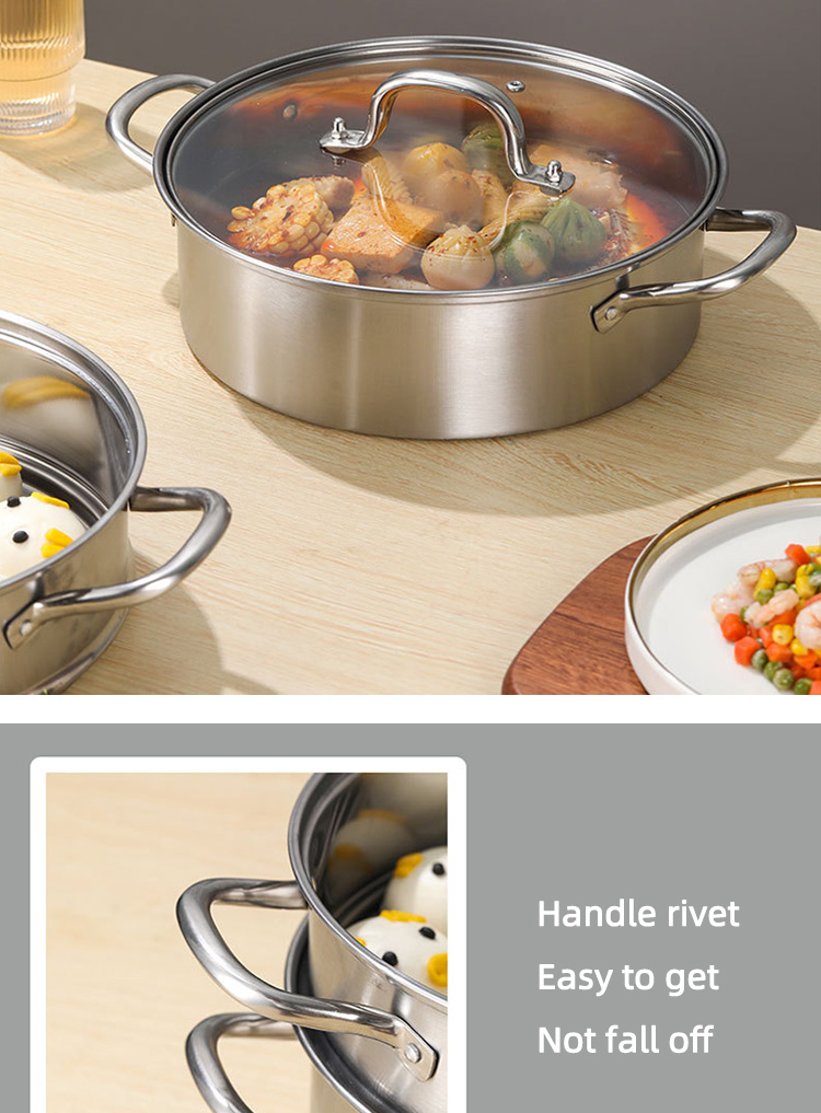 Factory 28 CM Steamer Pot Stainless Steel Dumplings Seafood Rice Cooking Food Steamer Pot For Sale