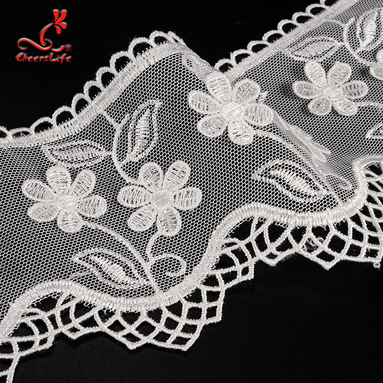 Border Materials Flower Embroidery Cotton Lace Trim For Home Textile , Bags