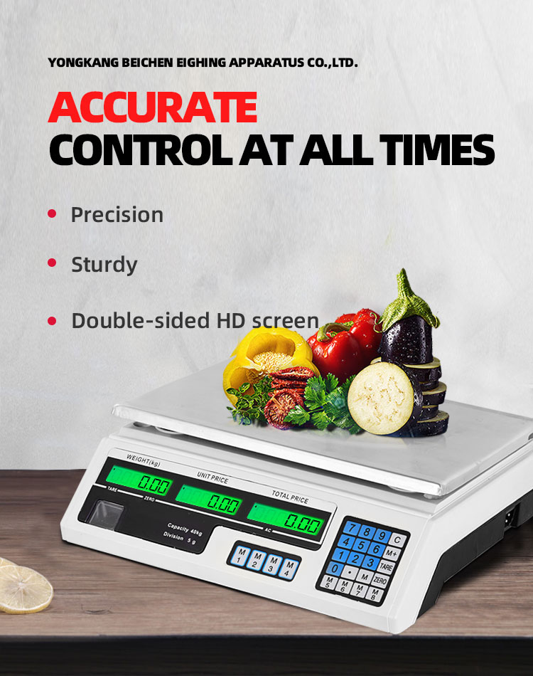 40kg Commercial Table Scale for Fruit Store Accurate Weighing Platform Plastic Stainless Steel Electronic Components