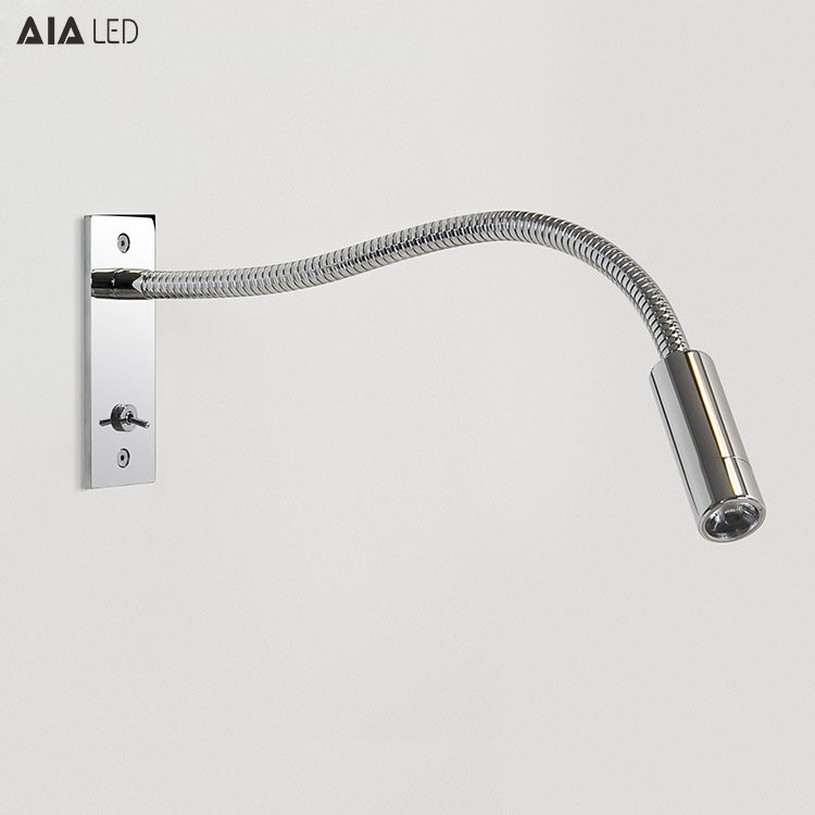 Good quality recessed mounted 3W reading wall lamp hotel led flexible arm bedside reading light for house decoration