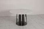 Stylish Industrial Marble Dining Tables With Customizable Stainless Steel Base