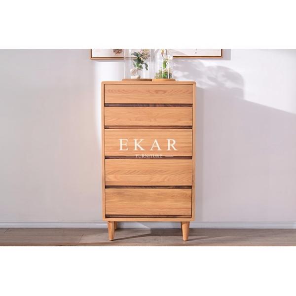 Chest Cabinet Solid Wood 5 Drawers Corner Table Europe Modern Style FL-B005-D