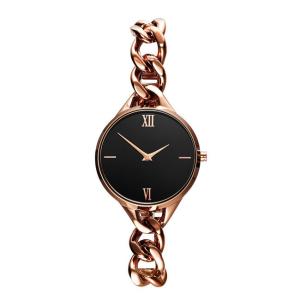 China Quartz Stainless Steel Ladies Bracelet Watches Black Dial With Mesh Band wholesale