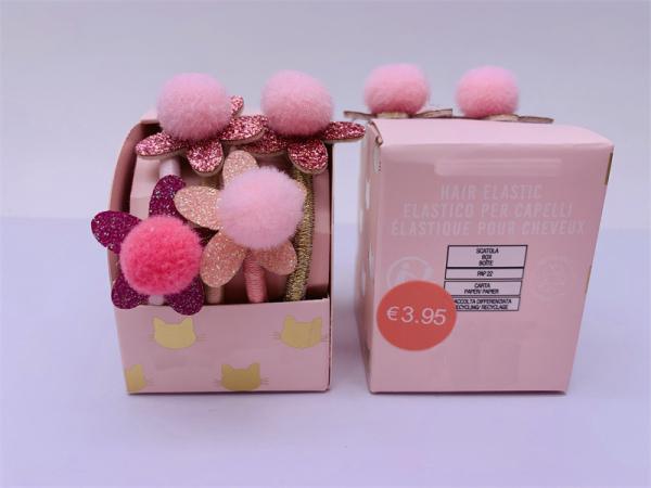 Party Festival Childrens Hair Accessories , Durable Pom Pom Hair Tie 4 Pieces