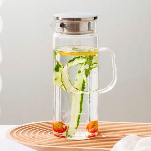 China Heat Resistant Transparent Glass Pitcher 48 Oz Hand Blown For Hot Liquids wholesale