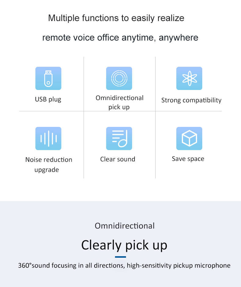 Desktop Omnidirectional Microphone High sensitivity Mic pluy and play clearly pick up