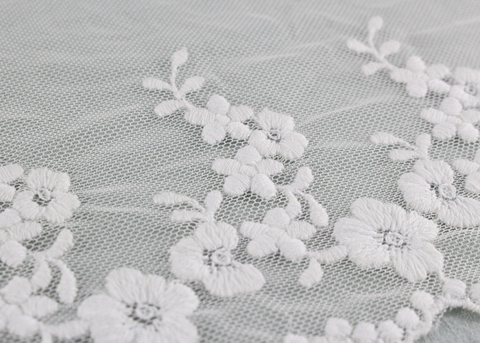 Ivory Cotton Lace Trim With Floral Lace Design Nylon Net For Bridal Dress Ribbon