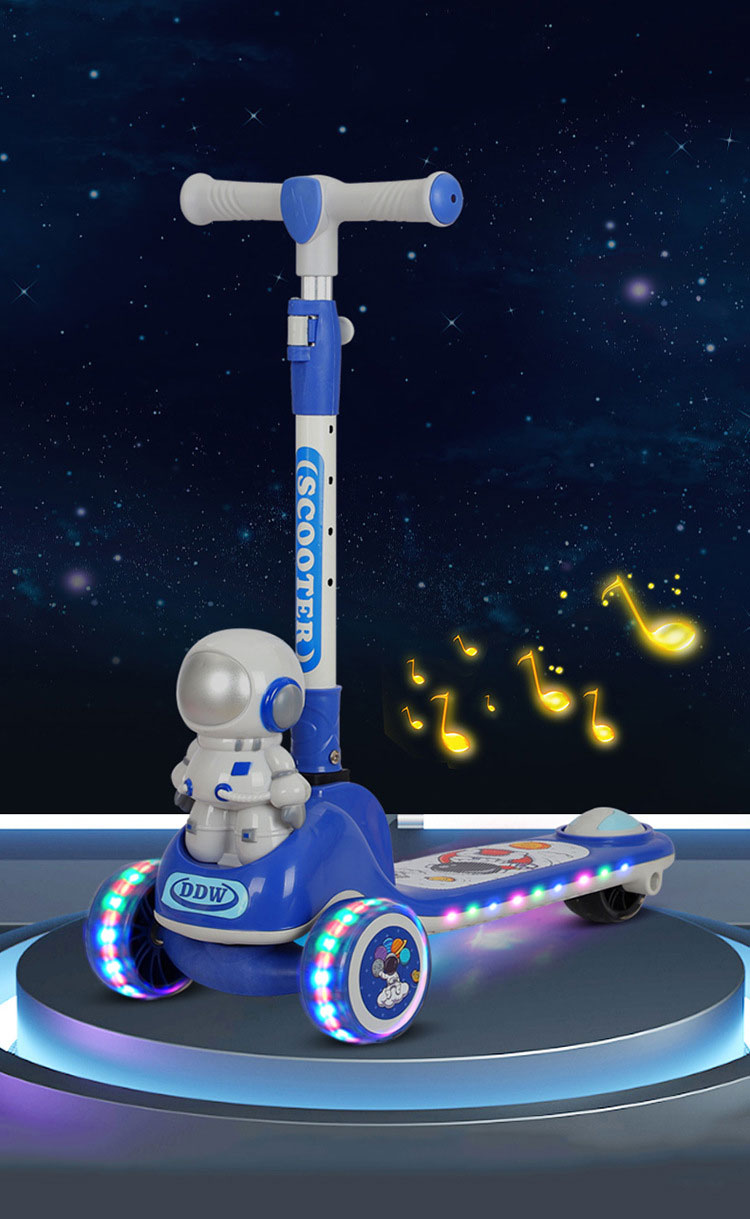 Portable Push Scooters Kid Adjustable Height 3 Kick for Ages 4-6Y Max Load 200 LBS Metal