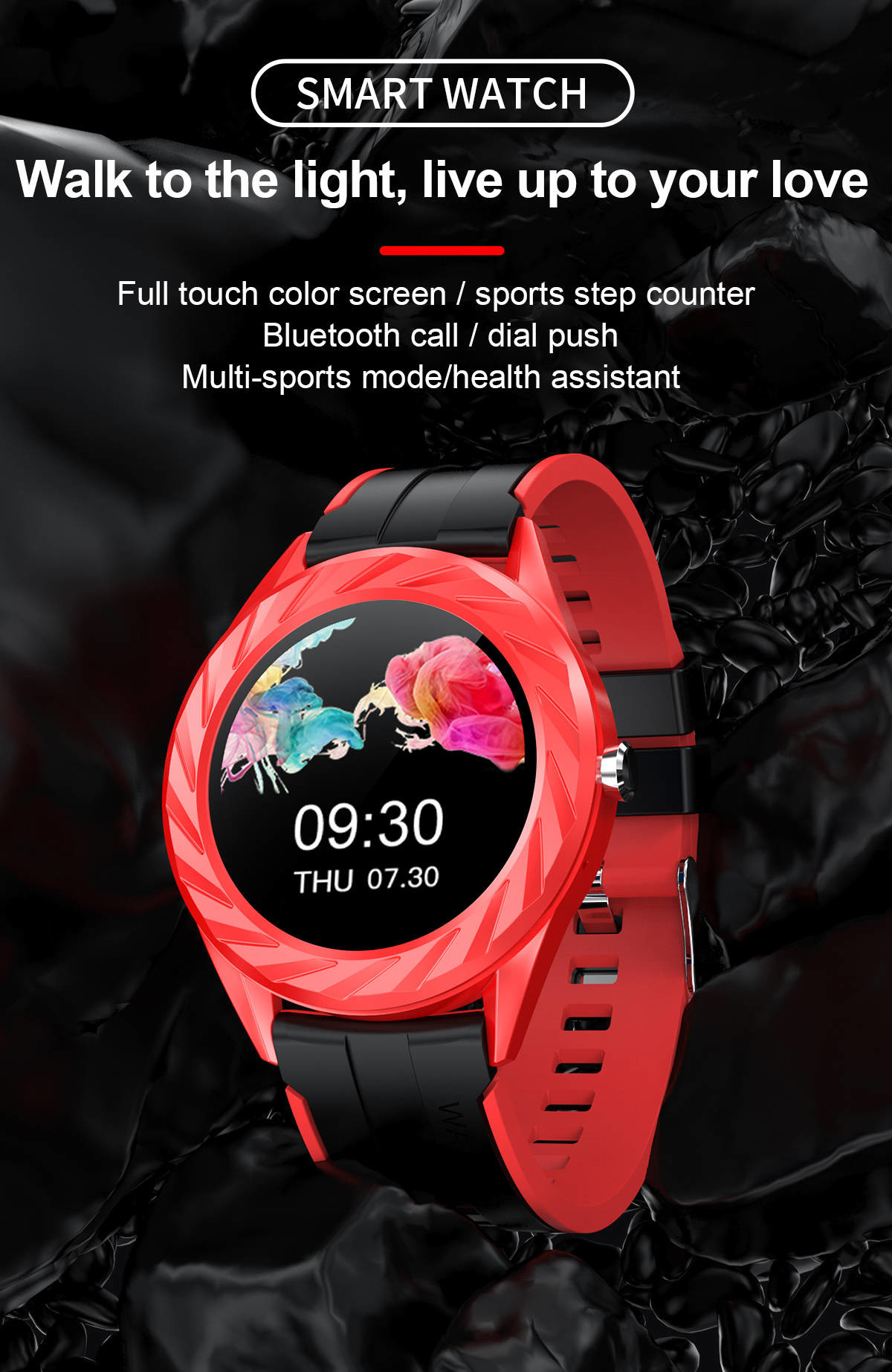 1.54 Inch Sleep Monotoring Smart Watch Music Control Weather Push For Women Sporting