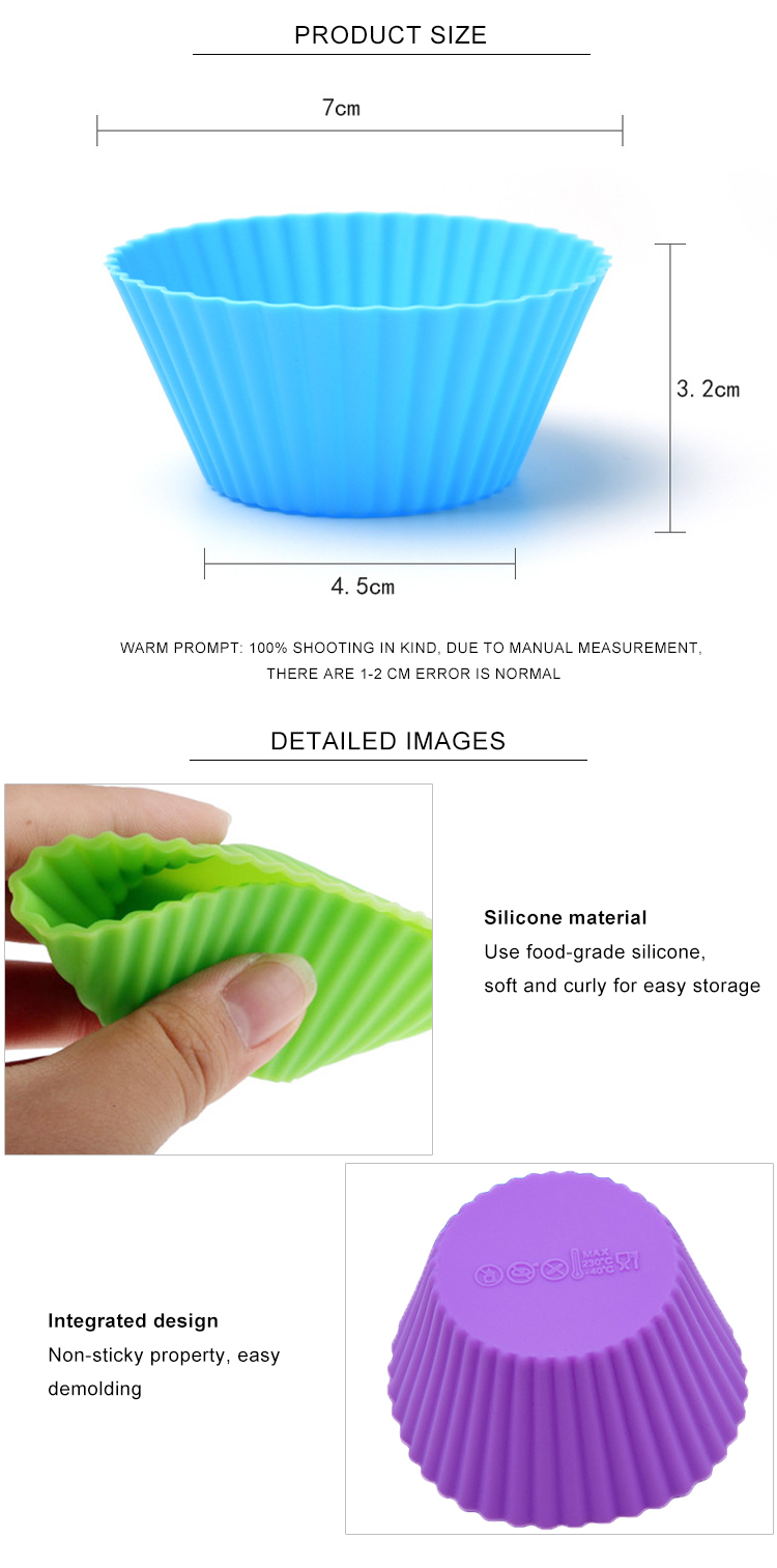 Reusable Standard Colorful Truffle Cups Non-stick Cupcake Baking Liners Muffin Molds Funny Silicone Baking Cups Cake Mold
