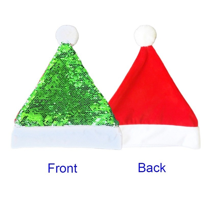 Personalized Sublimation Christmas Hats Shiny Sequin Christmas Cap For Sublimation Printing