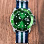 1.6 Inch Water Resistant Green Leather Watch 3ATM
