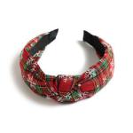 Christmas Xmas Cross Knot Hairband Plaid Holiday Decorations 40cm 15.8in