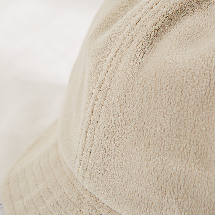 Winter Unisex Terry Cloth Soft Fabric Bucket Hat Cream Color