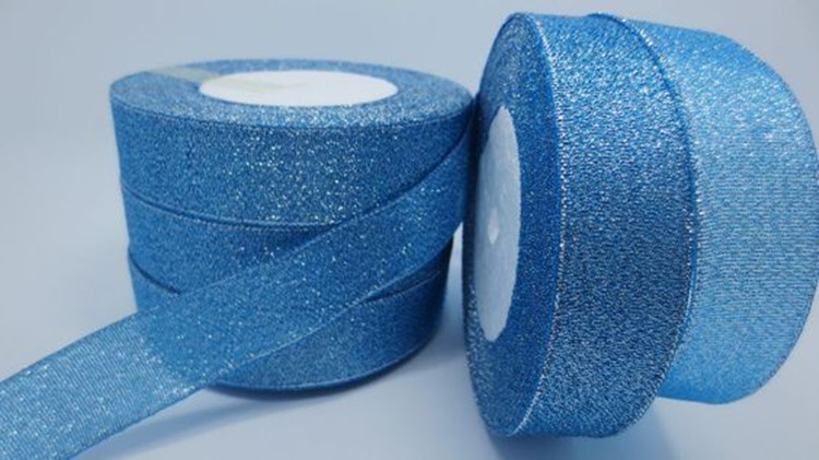 Polyester Metallic Glitter Ribbon Various Color Gold / Silver Patterned