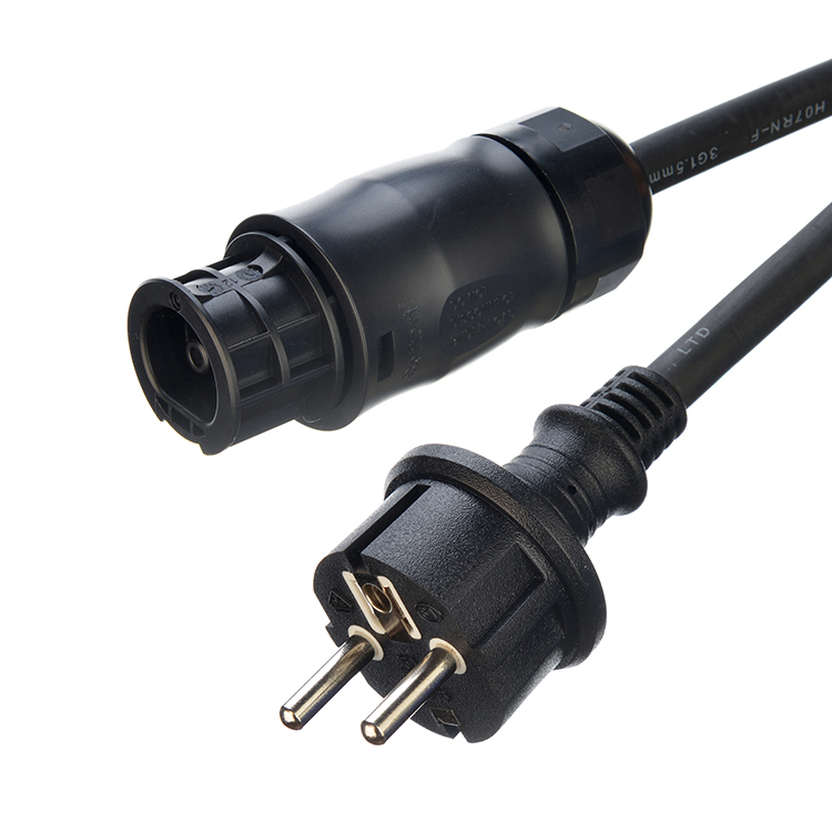 Certified DIN VDE 0620/EN 50075 1990 Insulated Rubber Cable Euro 16A 3 Pin Plug H07rn f for Solar PV1-f Cable 4mm2 6mm2