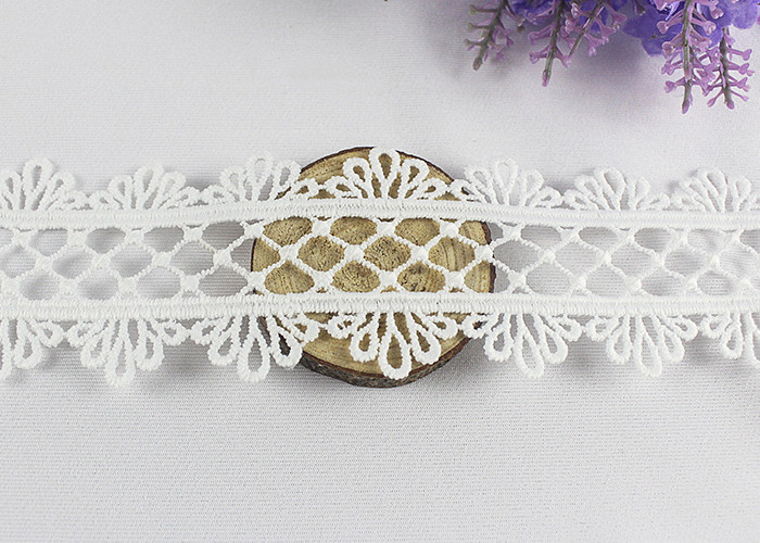 Scalloped Water Soluble Lace Trim By The Yard , White Scalloped Edge Lace Ribbon