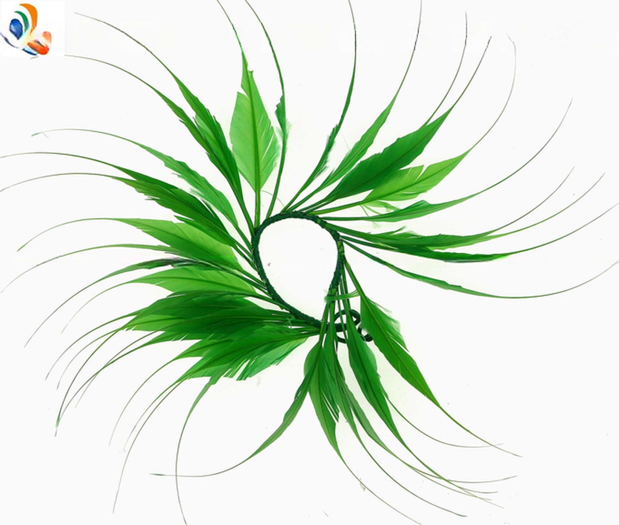 10*20 cm Dyed Pattern Millinery Supplies Stripped Goose Feather Flower Mount with Wire Accessory