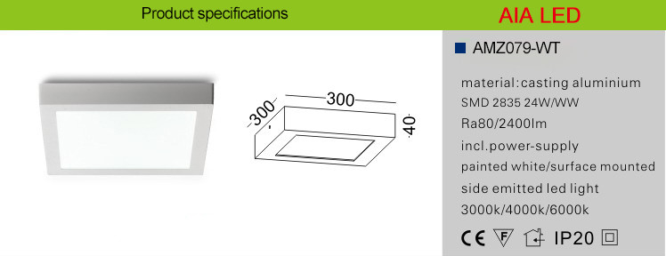 RA80 PF96% Surface mounted Black 24W LED panel light led downlight led ceiling light
