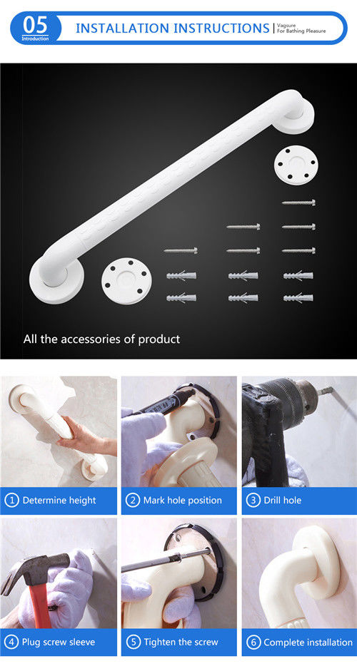 Non Barrier Bathroom Fixtures And Fittings / Shower Grab Bars Diameter 35MM