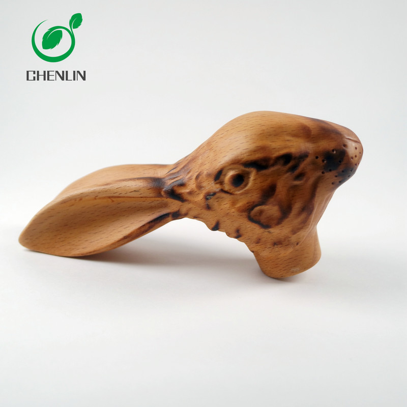 Rabbit Head Wooden Umbrella Handle Harmless Pantone Color Available