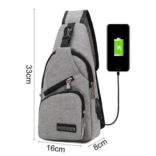 Men Anti Theft Chest Bag Short Trip Messengers Bags USB Charging Crossbody
