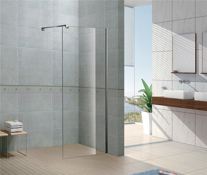 Clear / Forsted Tempered Glass Shower Doors 6 / 8 MM CE Certification Stainless Steel Support Bar