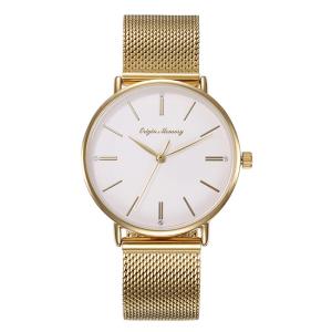 China Gold Stainless Steel Mesh Strap Ladies Quartz Watch Large Dial Simple 36mm wholesale