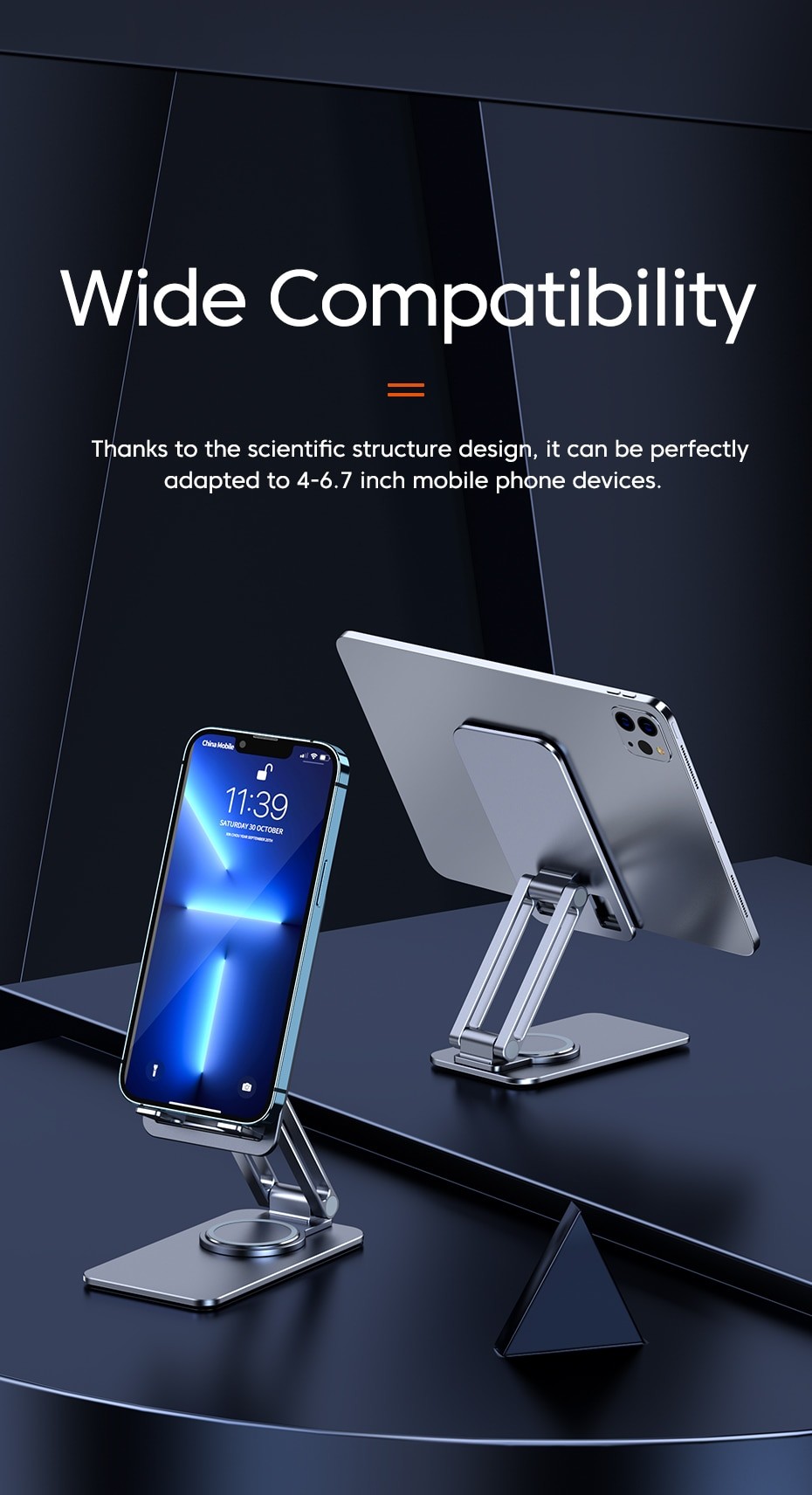 Foldable Phone Holder Stand Aluminum Alloy Desktop Tablet Holder
