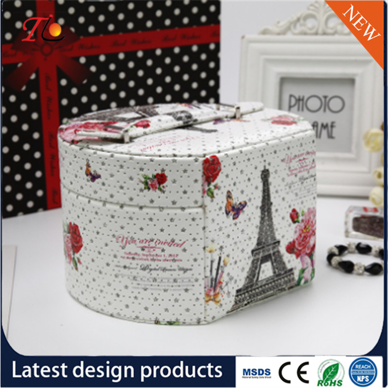 High end and elegant PU leather jewelry box for wholesale from manufacturer jewelry box with mirror box drawer
