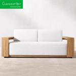Hotel Outdoor Furniture Sustainable Teak Wood Sofa with Water-Resistant Cushions