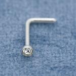 L Shape 316 Stainless Steel Nose Piercing Jewellery 20G 0.8mm Clear crystals