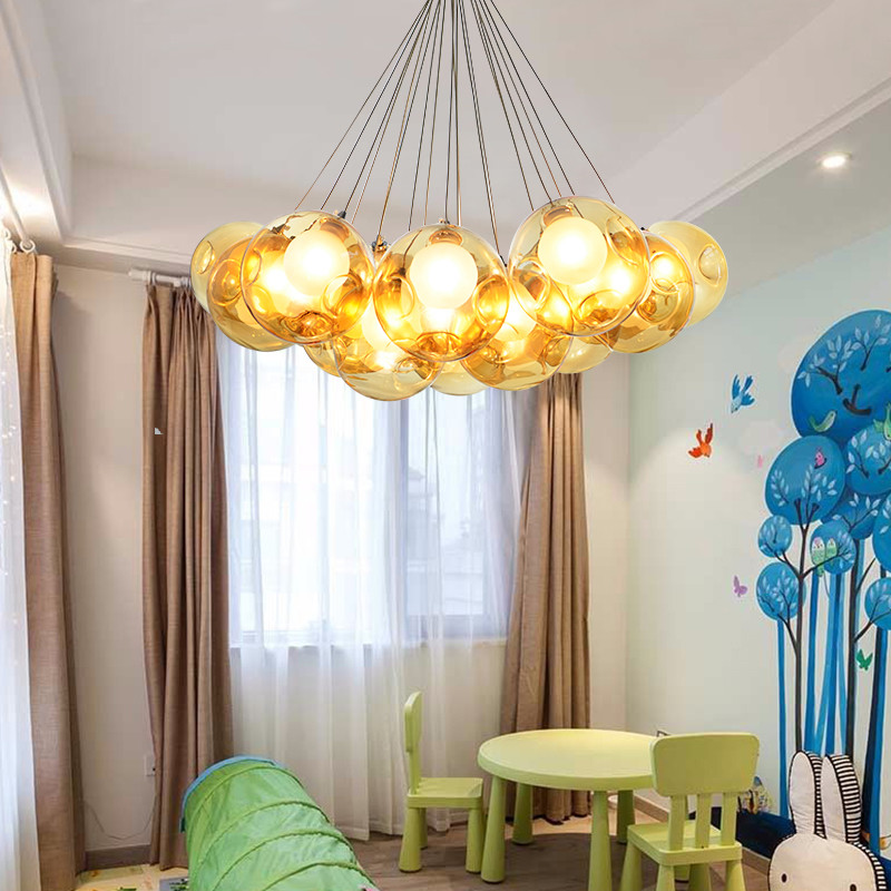 Colored Glass Ball Pendant Lamp for indoor Kids Children Room Chandelier (WH-GP-13)