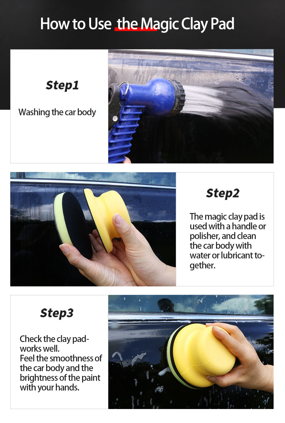Black ISO-9001 Certificated Clay Bar Buffing Pads For Car Paints Care