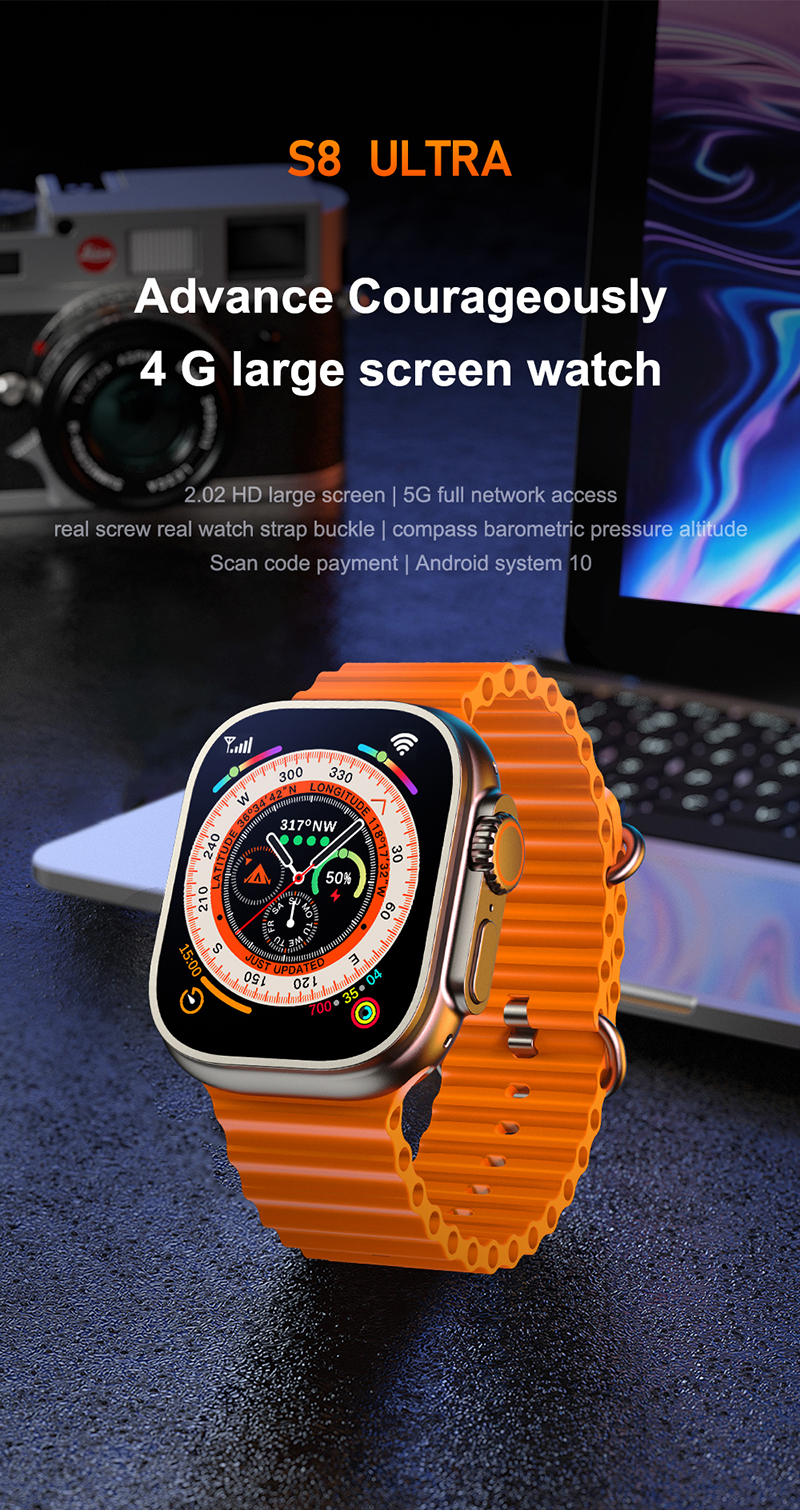 4G Sim Call S8 X8 Ultra Smart Watch Memory With Android 10.0 OS 4G Ultra Watch