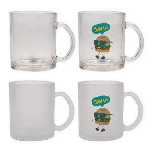 China Coated Transparent Clear Sublimation Glass Mug 11oz Smooth Finish wholesale