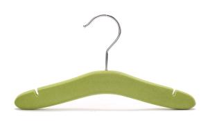 China Betterall Non Slip Velvet Finished Green Colored Home Usage Wooden Kids Coat Hangers wholesale
